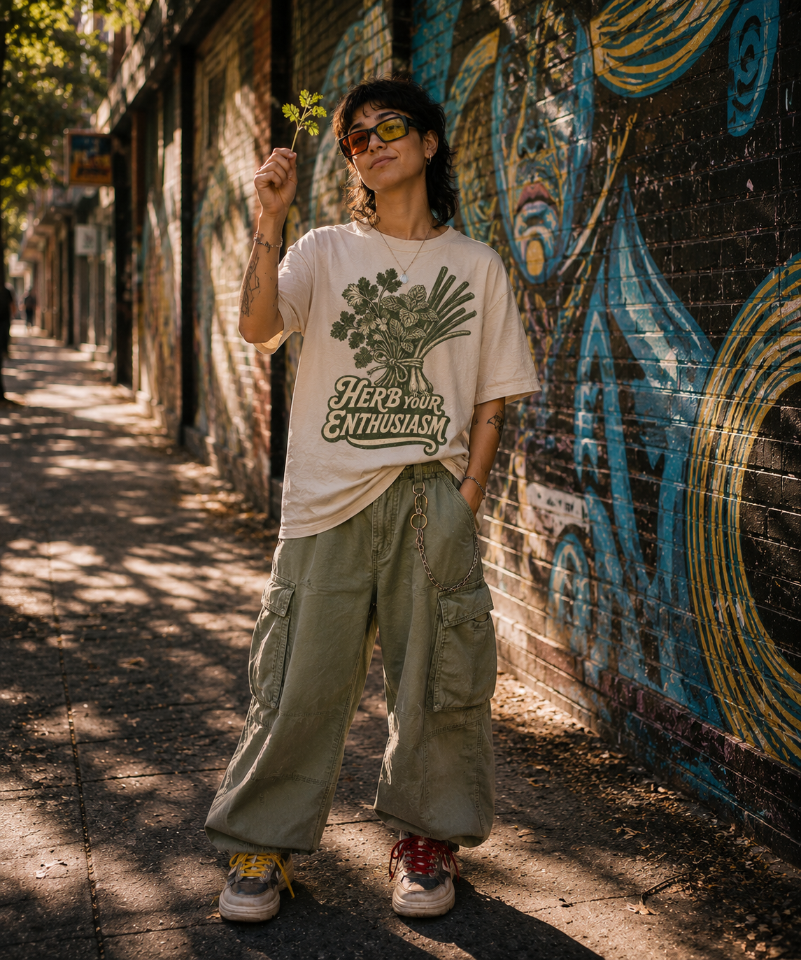 Ái Như Đạt modelling Herb Your Enthusiasm, Bánh Mì Shop limited drop shirt